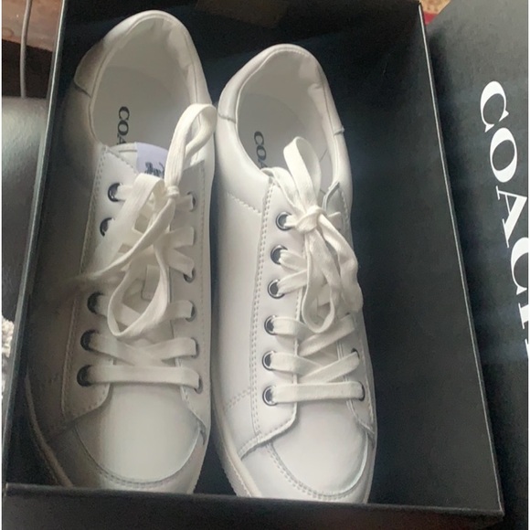 New Coach Porter Leather Fashion Sneaker Logo in Titanium White US 10 new in box - Picture 2 of 13